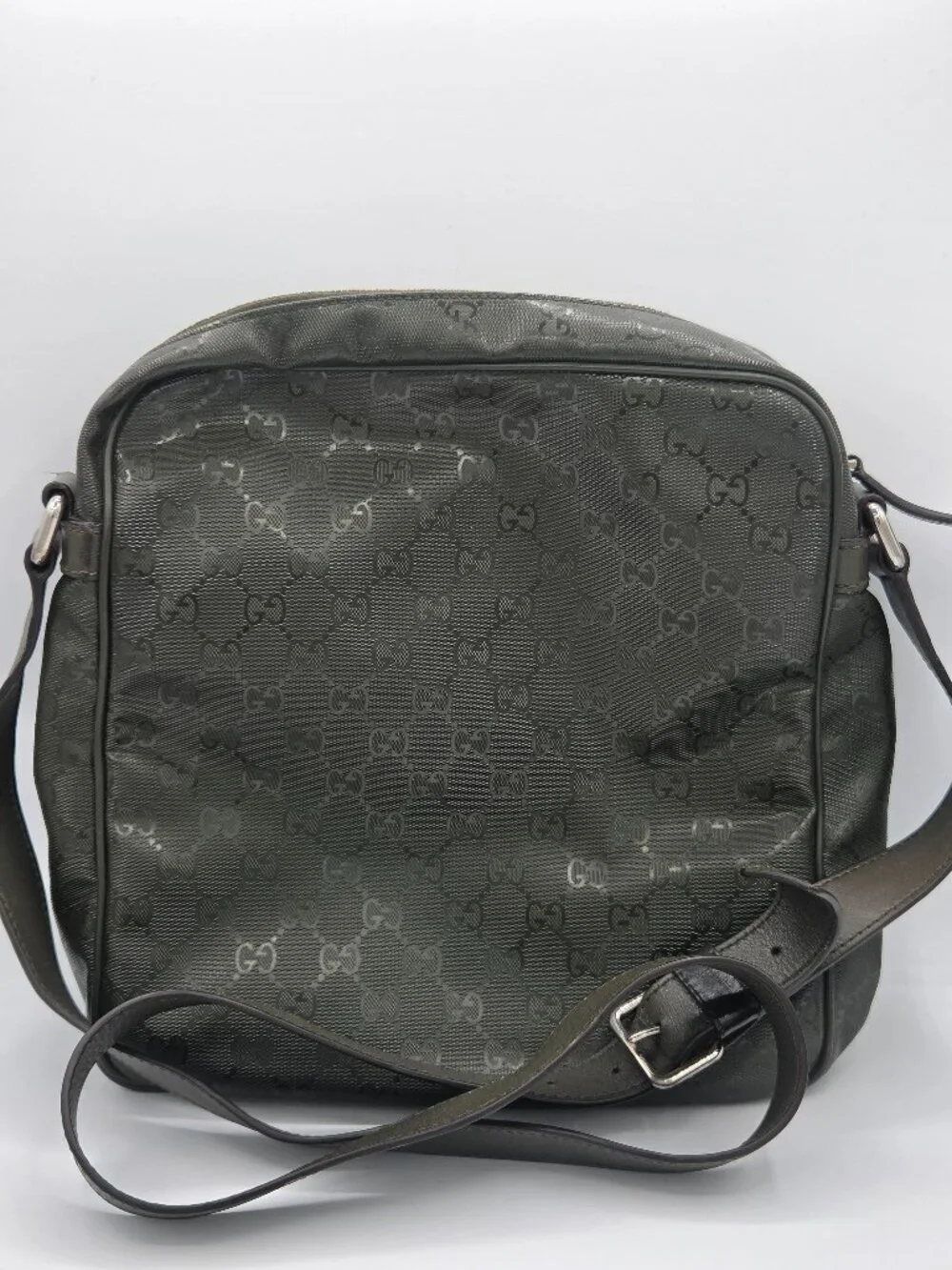 Gucci GG Imprime Medium Messenger Bag | Olive Green Monogram | Authentic